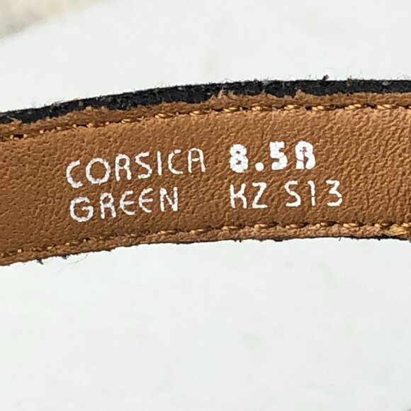 Earthies Women's Size 8.5B Corsica Green Leather Open Toe Espadrille Wedges - Picture 16 of 16